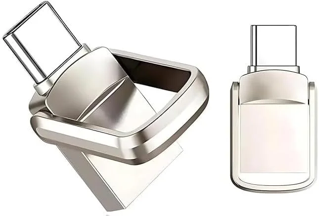 فلش مموری 2 ترابایتی با کانکتور دوگانه USB - USB 3.0 و Type-C با سرعت بالا - دستگاه OTG جمع و جور برای تلفن های هوشمند، تبلت ها، کامپیوتر - آلیاژ، نقره ای، سرعت خواندن فوق العاده سریع 120 مگابایت بر ثانیه - Fetch 2TB ultra