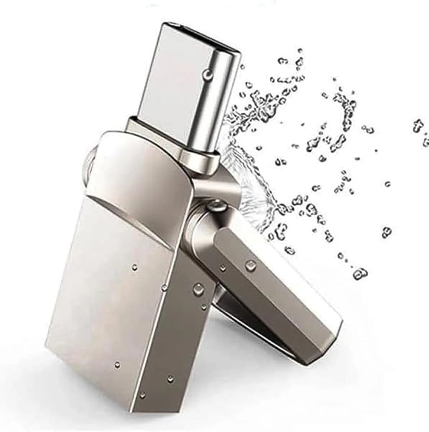 فلش درایو USB دوگانه 2 ترابایتی - USB 3.0 و Type-C ذخیره سازی اطلاعات با سرعت بالا - دستگاه OTG جمع و جور برای تلفن های هوشمند، تبلت ها، کامپیوتر - آلیاژ، نقره ای، سرعت خواندن فوق العاده سریع 120 مگابایت بر ثانیه - Fetch 2TB ultra ./