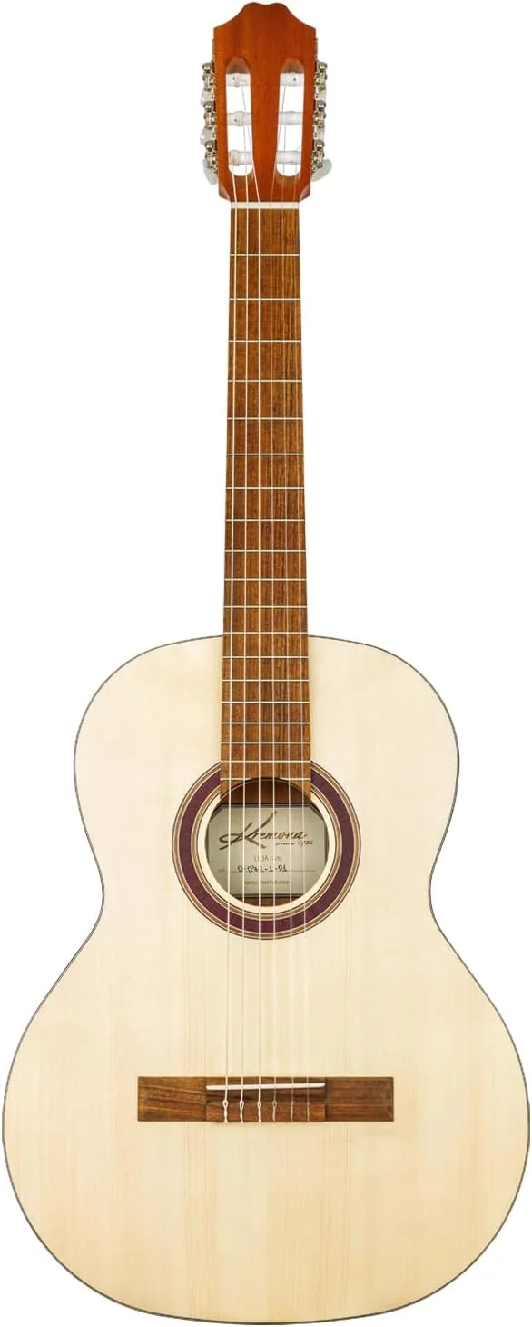 گیتار کنسرت کرمونا لیلیا 7/8 - دست ساز در اروپا - صفحه رویی یکپارچه صنوبر با پرداخت منافذ باز - گیتار نایلونی راحت برای نوازندگان مبتدی و جوان