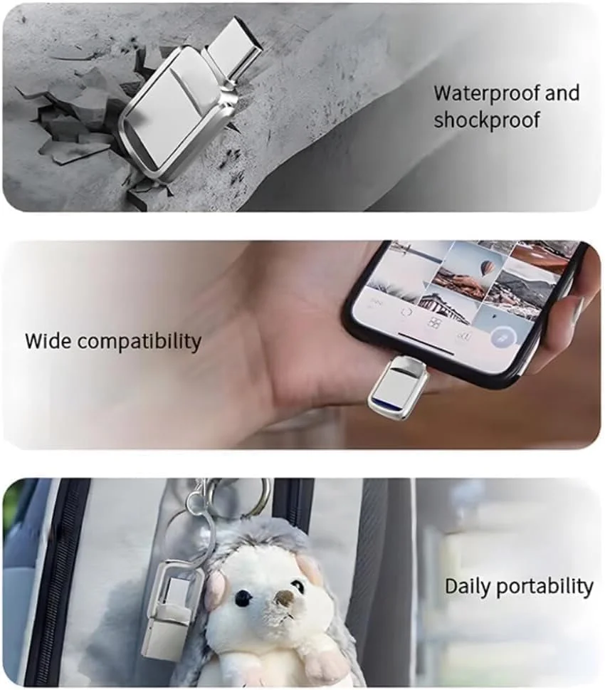 فلش مموری 128 گیگابایتی با کانکتور دوگانه - USB 3.0 و Type-C برای ذخیره سازی پرسرعت داده - دستگاه OTG جمع و جور برای تلفن های هوشمند، تبلت ها، کامپیوتر - آلیاژ، نقره ای، سرعت خواندن فوق العاده سریع 120 مگابایت بر ثانیه فلش مموری 128 گیگابایتی با کانکتور دوگانه - USB 3.0 و Type-C برای ذخیره سازی پرسرعت داده - دستگاه OTG جمع و جور برای تلفن های هوشمند، تبلت ها، کامپیوتر - آلیاژ، نقره ای، سرعت خواندن فوق العاده سریع 120 مگابایت بر ثانیه