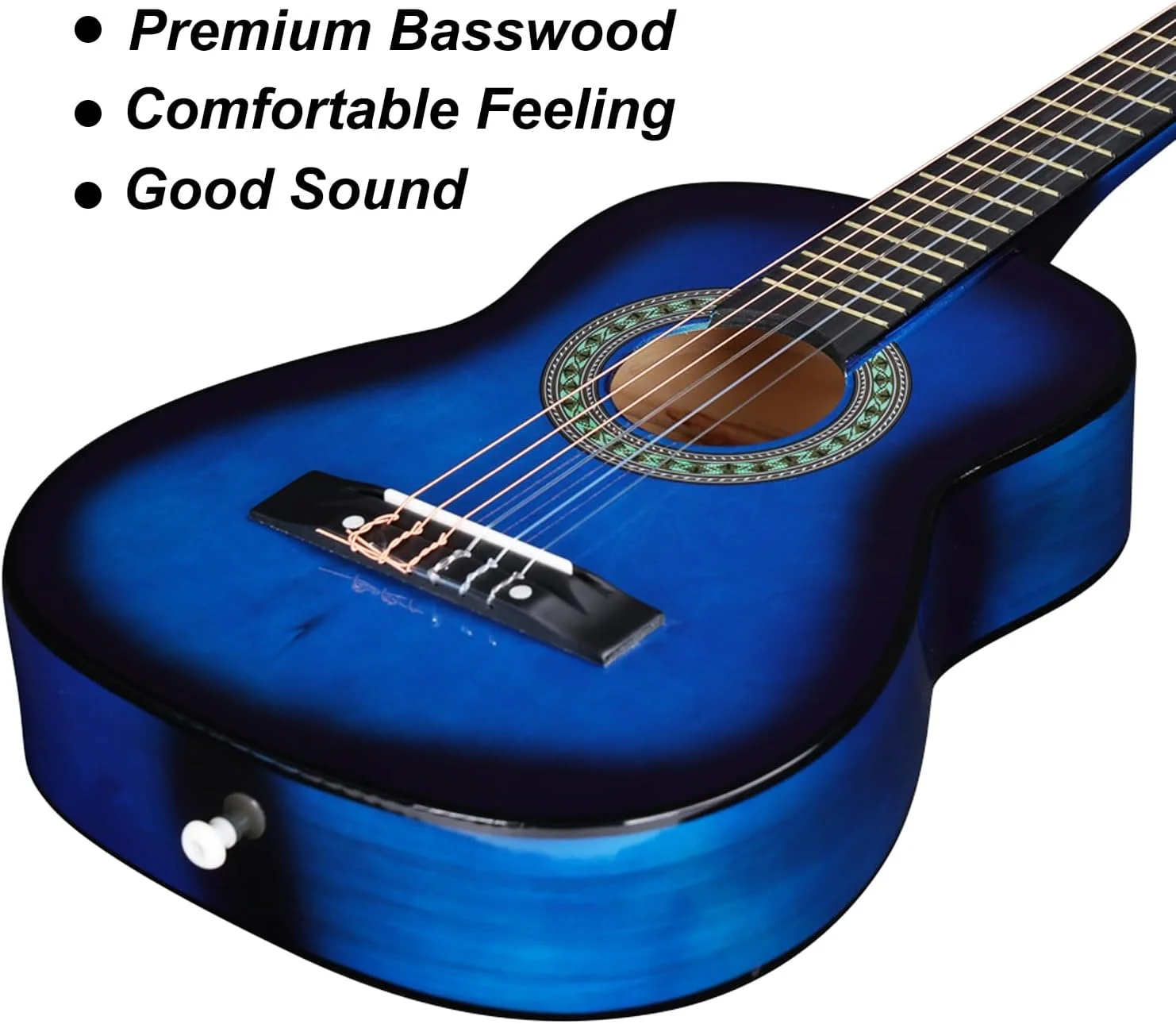 گیتار کلاسیک جونیور 1/4 ADM برای مبتدیان به همراه تیونر کلیپسی، کیف، بند، سیم های اضافی و پیک، آبی گیتار کلاسیک جونیور 1/4 ADM برای مبتدیان به همراه تیونر کلیپسی، کیف، بند، سیم های اضافی و پیک، آبی