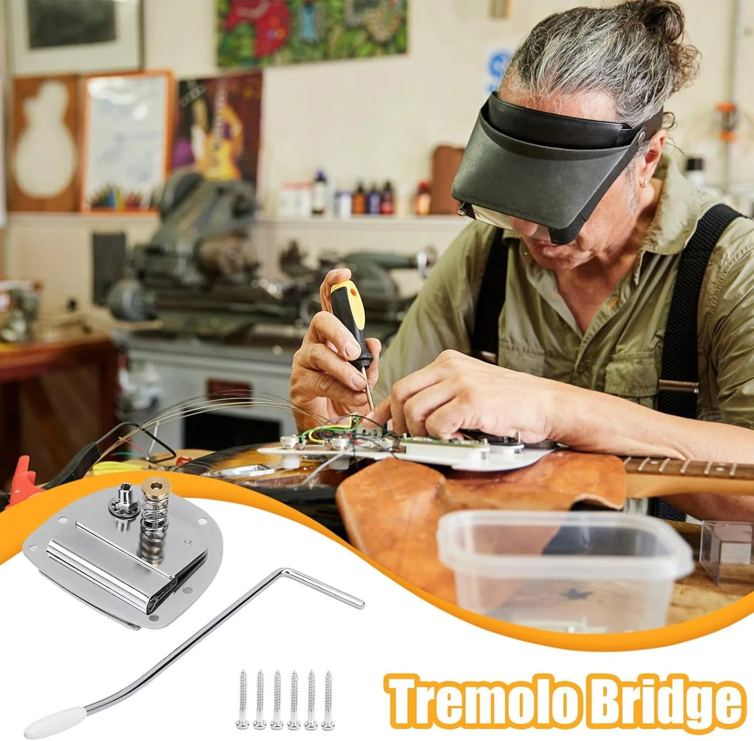 بریج ترمولو - بریج برای گیتار الکتریک - جایگزین آلیاژ روی برای بریج و اجزای سازهای موسیقی قدیمی برای نوازندگان گیتار