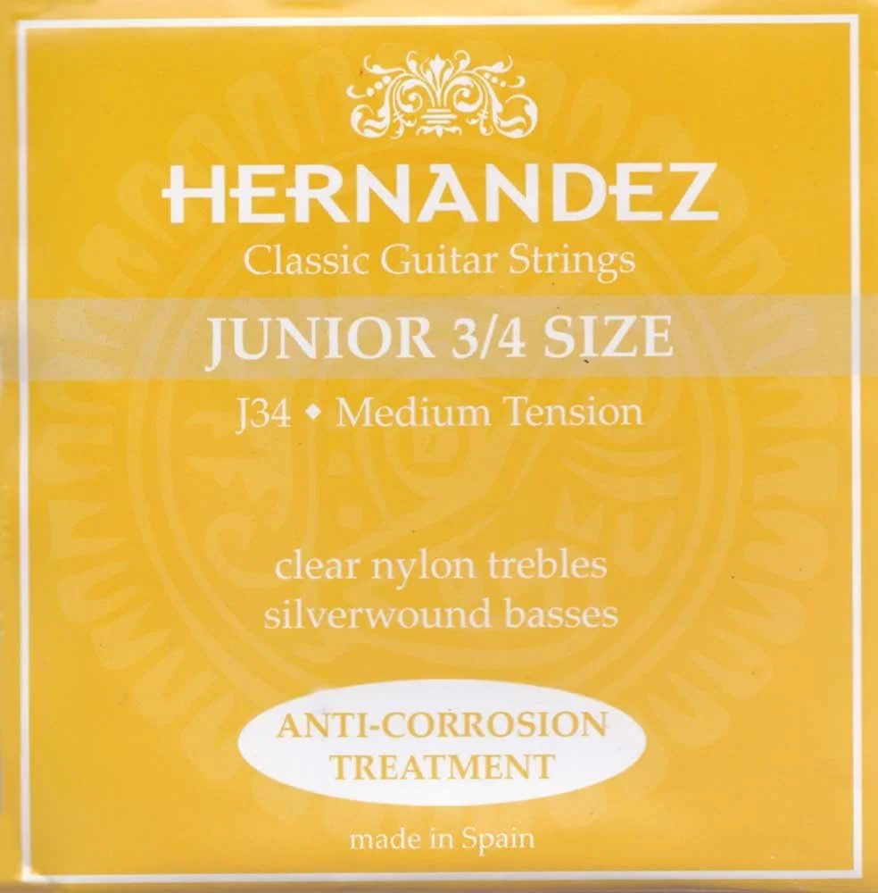 سیم گیتار کلاسیک هرناندز »JUNIO SET J-34-3/4 SIZE - نارنجی - MT« سایز 3/4 - کشش متوسط