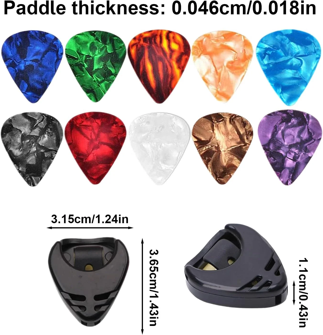 پیک گیتار - 10 عدد پیک رنگارنگ حرفه ای برای تمرین مبتدیان، جنس ABS با ضخامت 0.46 میلی متر، طراحی سبک، شامل نگهدارنده پیک با ظرفیت 3-6 عدد، برای نوازندگی کلاسیک و مبتدی پیک گیتار - 10 عدد پیک رنگارنگ حرفه ای برای تمرین مبتدیان، جنس ABS با ضخامت 0.46 میلی متر، طراحی سبک، شامل نگهدارنده پیک با ظرفیت 3-6 عدد، برای نوازندگی کلاسیک و مبتدی