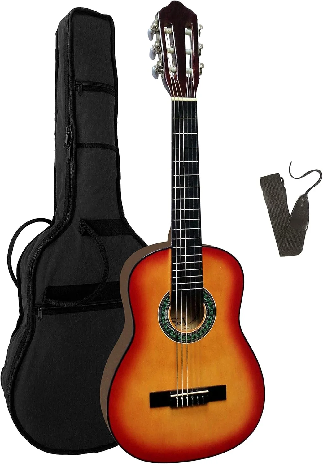 گیتار کلاسیک 1/4 - گیتار کنسرت در مجموعه - گیتار کودک - کلاسیک - سانبرست - صفحه رو لیندن - کیف - بند