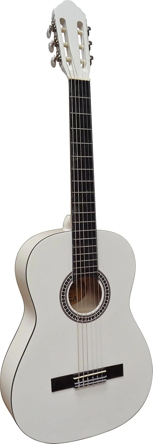 گیتار کلاسیک 4/4 - گیتار کنسرت به همراه لوازم جانبی - سفید - صفحه رو از جنس چوب Linden - کیف - بند - سیم - 3 عدد پیک - کوک کننده ET33B - C26 گیتار کلاسیک 4/4 - گیتار کنسرت به همراه لوازم جانبی - سفید - صفحه رو از جنس چوب Linden - کیف - بند - سیم - 3 عدد پیک - کوک کننده ET33B - C26