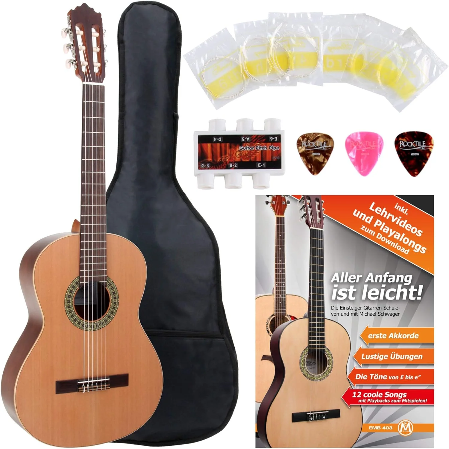 ست گیتار کنسرت GC201S سایز 7/8 به همراه مجموعه لوازم جانبی 5 تکه (صفحه رویی یکپارچه سدر، دسته ماهون، طول دسته 639 میلی متر، شامل کیف، کتاب آموزش، سیم، پیک، دیاپازون) رنگ طبیعی