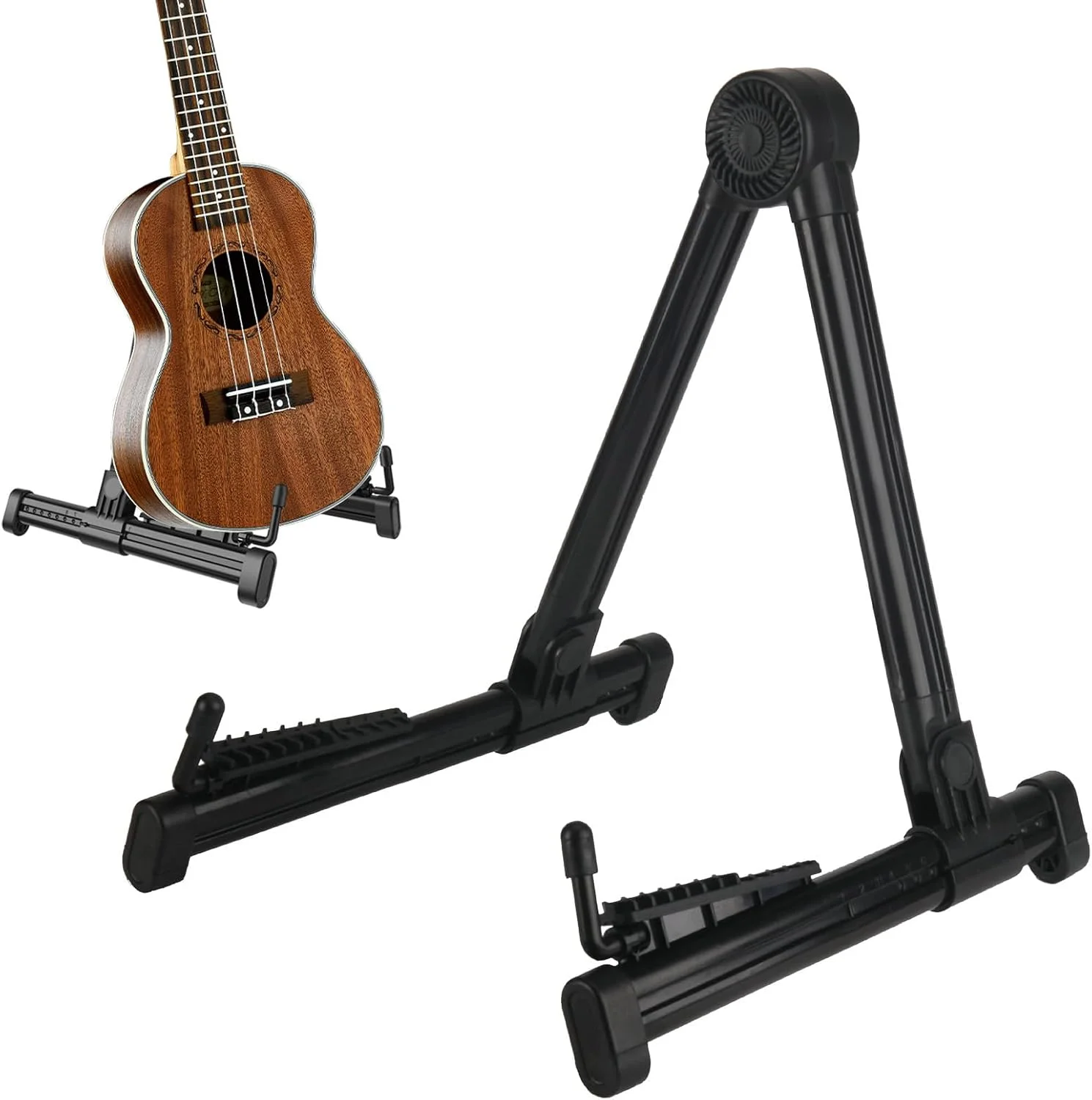 پایه گیتار آکوستیک تاشو، پایه باس، سایز کوچک، قفسه A-فریم، پدهای لاستیکی ضد لغزش، مناسب برای گیتارهای الکتریکی، پایه محکم، قابل حمل، جمع و جور، ایده آل برای