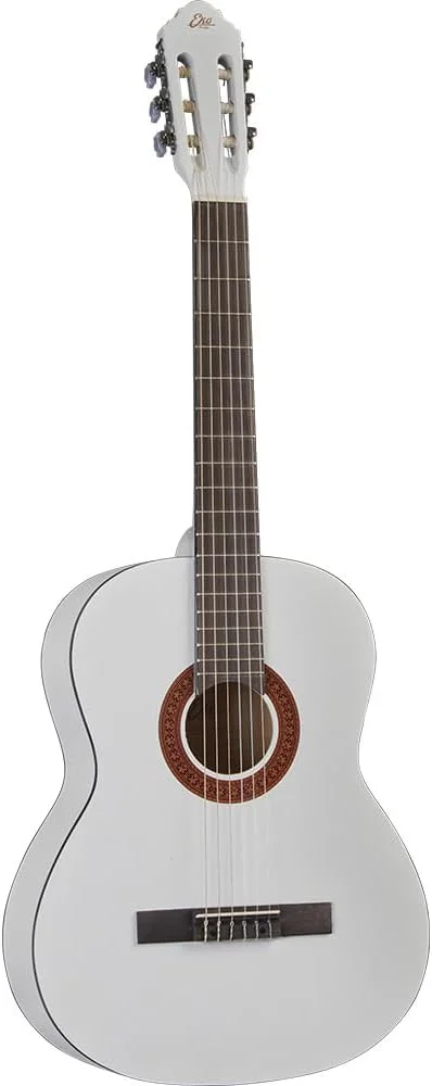 گیتارهای EKO - CS-10 سفید، گیتار کلاسیک سری Studio 4/4، صفحه رو از جنس چوب لیندن، کناره ها و پشت از جنس لیندن ورقه ای، دسته و صفحه انگشت گذاری از جنس توس، به همراه کیف، رنگ سفید