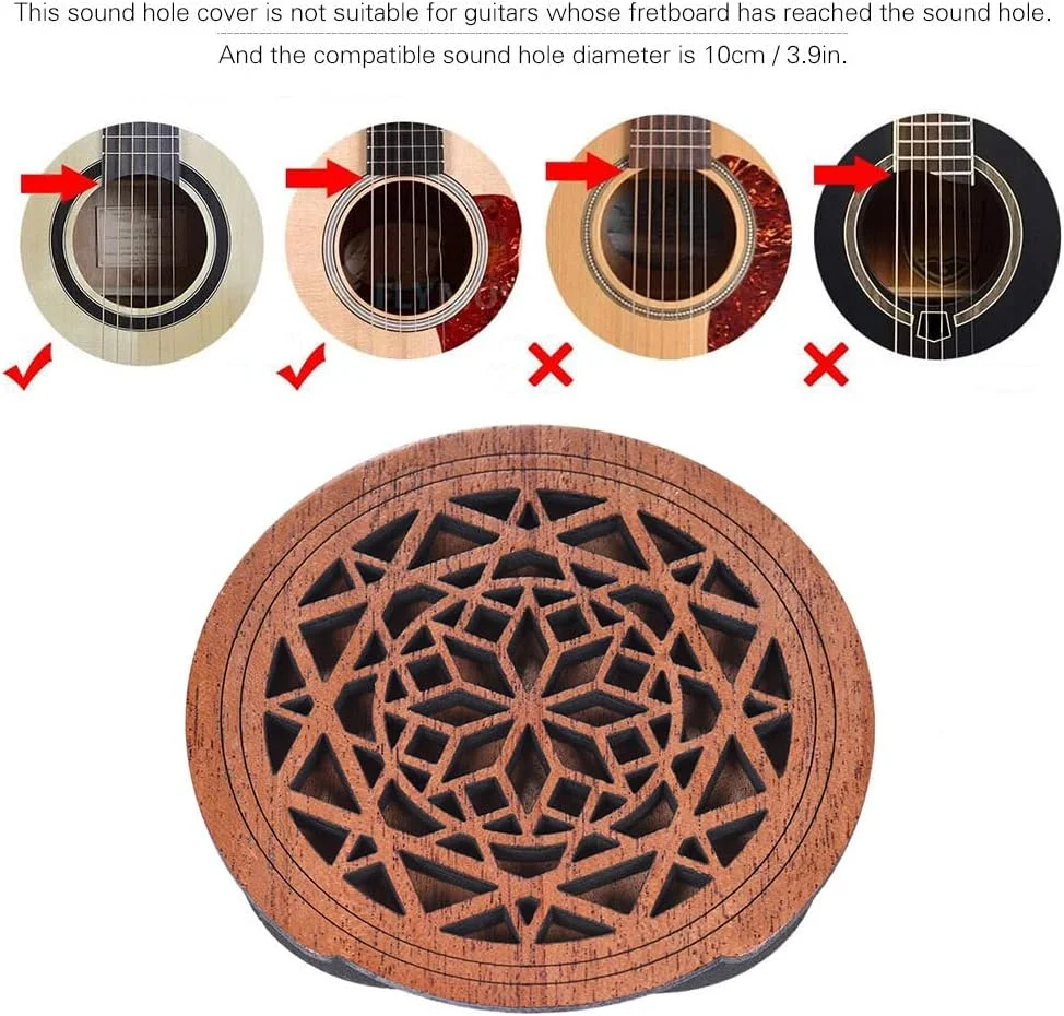 پوشش دهانه صدا برای گیتار، کاهش فیدبک، نصب آسان، طراحی چوب ماهون، محافظت و زیباسازی گیتارهای آکوستیک EQ پوشش دهانه صدا برای گیتار، کاهش فیدبک، نصب آسان، طراحی چوب ماهون، محافظت و زیباسازی گیتارهای آکوستیک EQ