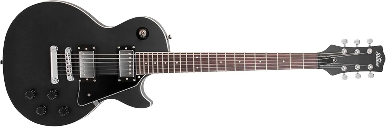 گیتار الکتریک مشکی Shiver GES 60 با ترکیب زیبایی شناسی همیشگی و صدای قدرتمند به لطف پیکاپ های هامباکر، همه کاره و راحت برای مبتدیان و نوازندگان پیشرفته. گیتار الکتریک مشکی Shiver GES 60 با ترکیب زیبایی شناسی همیشگی و صدای قدرتمند به لطف پیکاپ های هامباکر، همه کاره و راحت برای مبتدیان و نوازندگان پیشرفته.
