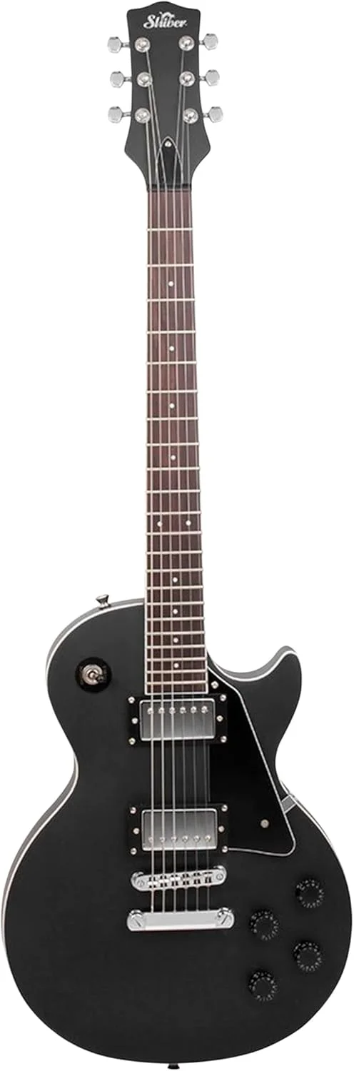 گیتار الکتریک مشکی Shiver GES 60 با ترکیب زیبایی شناسی همیشگی و صدای قدرتمند به لطف پیکاپ های هامباکر، همه کاره و راحت برای مبتدیان و نوازندگان پیشرفته. گیتار الکتریک مشکی Shiver GES 60 با ترکیب زیبایی شناسی همیشگی و صدای قدرتمند به لطف پیکاپ های هامباکر، همه کاره و راحت برای مبتدیان و نوازندگان پیشرفته.