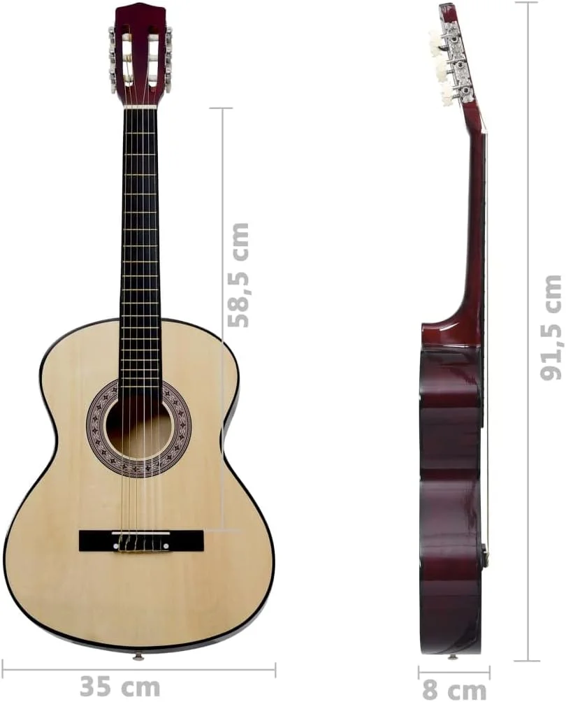 گیتار کلاسیک سایز 36 اینچ سه چهارم بدنه چوب لیندن سیم های نایلونی برای کودکان مبتدی