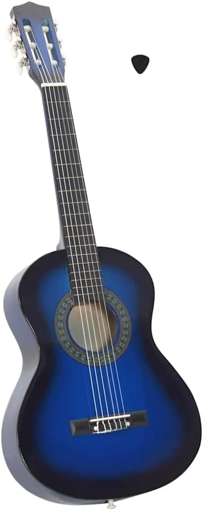 گیتار کلاسیک vidaXL برای نوازندگان مبتدی، کودکان و آماتور، گیتار کلاسیک، ساز زهی، ساز موسیقی آبی 1/2 34 اینچ