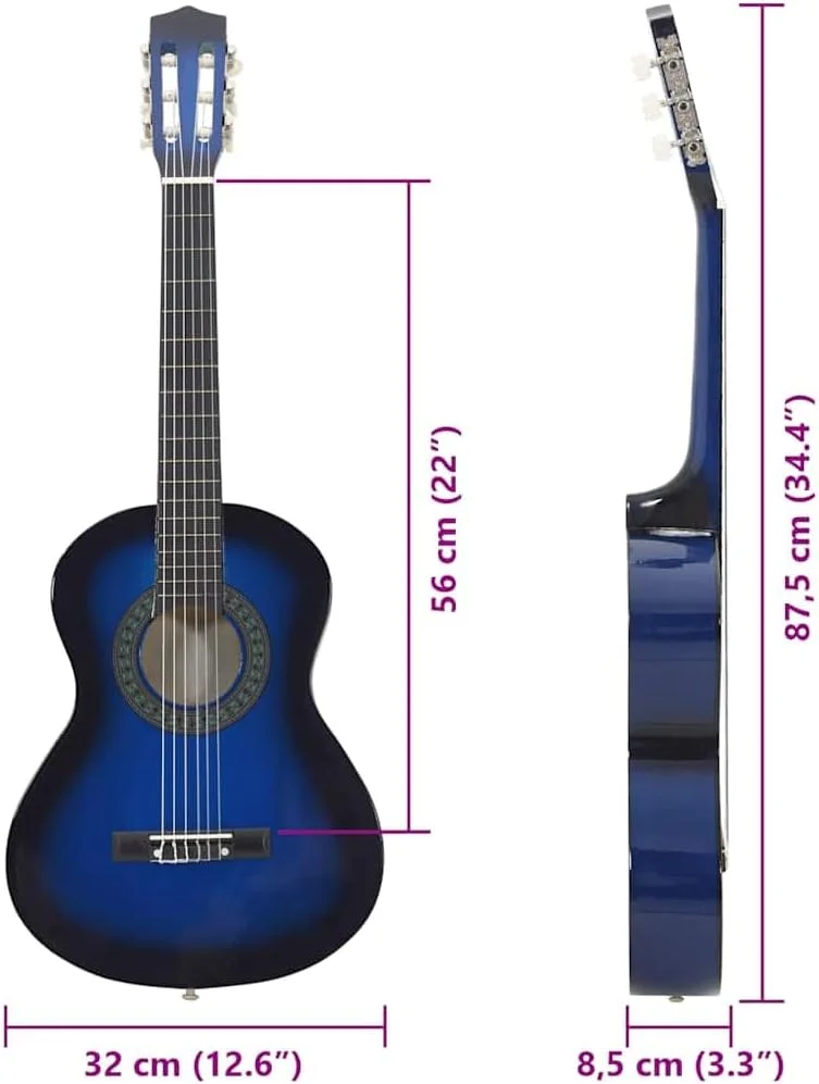 گیتار کلاسیک vidaXL برای نوازندگان مبتدی، کودکان و آماتور، گیتار کلاسیک، ساز زهی، ساز موسیقی آبی 1/2 34 اینچ گیتار کلاسیک vidaXL برای نوازندگان مبتدی، کودکان و آماتور، گیتار کلاسیک، ساز زهی، ساز موسیقی آبی 1/2 34 اینچ