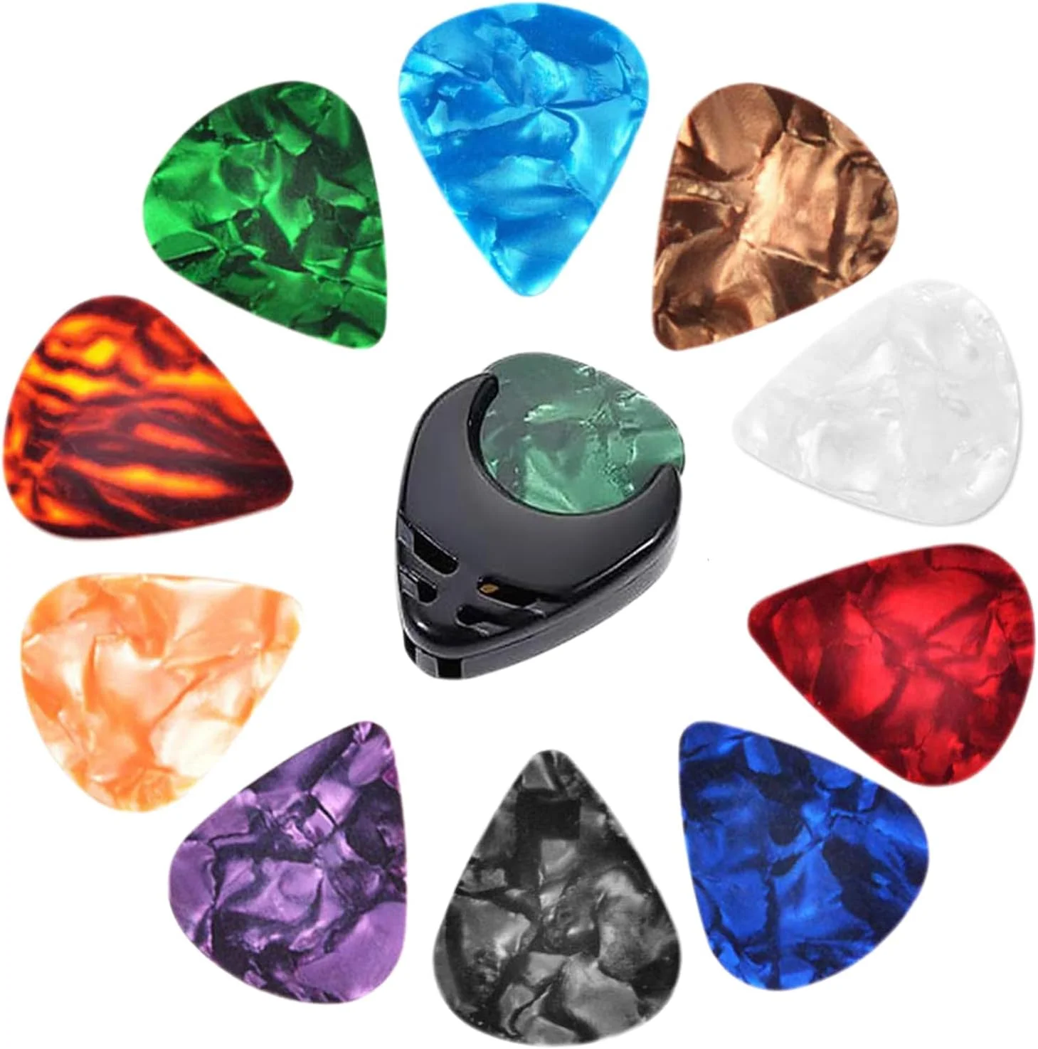 مجموعه پیک گیتار | پیک گیتار کودکانه، حرفه ای، رنگارنگ، ضخامت 0.46 میلی متر، برای استرامینگ، مبتدی کلاسیک، سبک انگشتی، چسبندگی بالا، دقت فوق العاده، دید بالا، 10 عدد