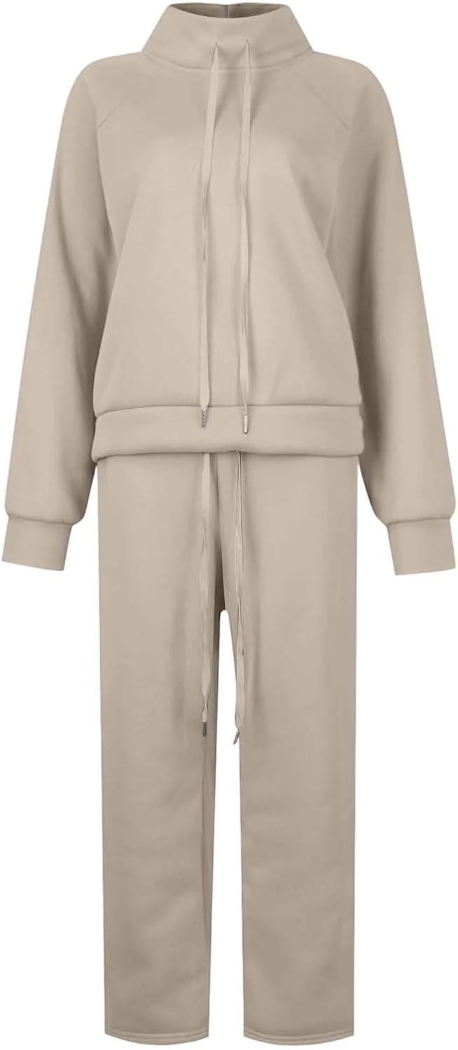 ست دوتکه: تاپ بلند یقه اسکی با شلوار گشاد فاق بلند - یک استایل پاییزی راحت و غیررسمی.