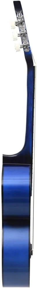 گیتار آکوستیک کنسرت، گیتار کلاسیک، گیتار سری کلاسیک، گیتار آکوستیک مسافرتی چوبی، برای بزرگسالان، کودکان، مبتدیان، آبی 4/4 39 اینچ