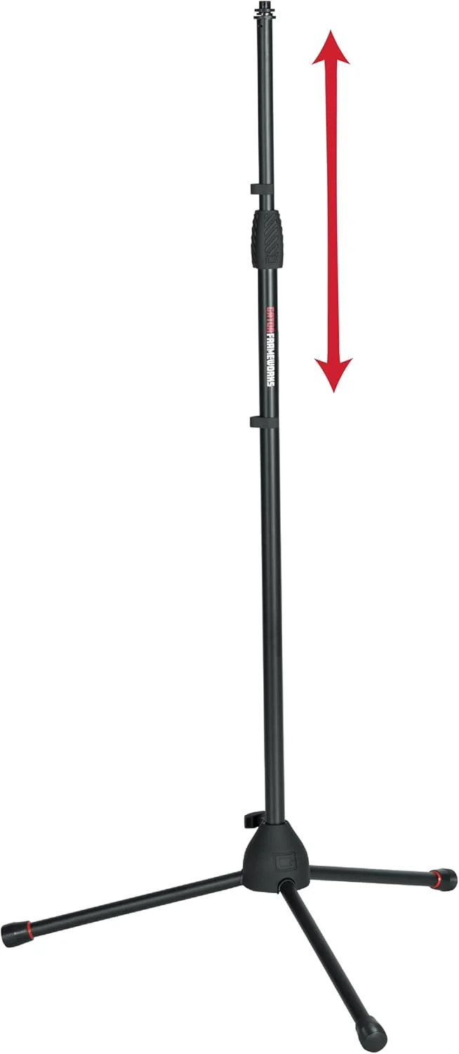 پایه میکروفون سه پایه استاندارد Gator Frameworks با ارتفاع قابل تنظیم و آداپتورهای 3/8 اینچ و 5/8 اینچ (GFW-MIC-2000)