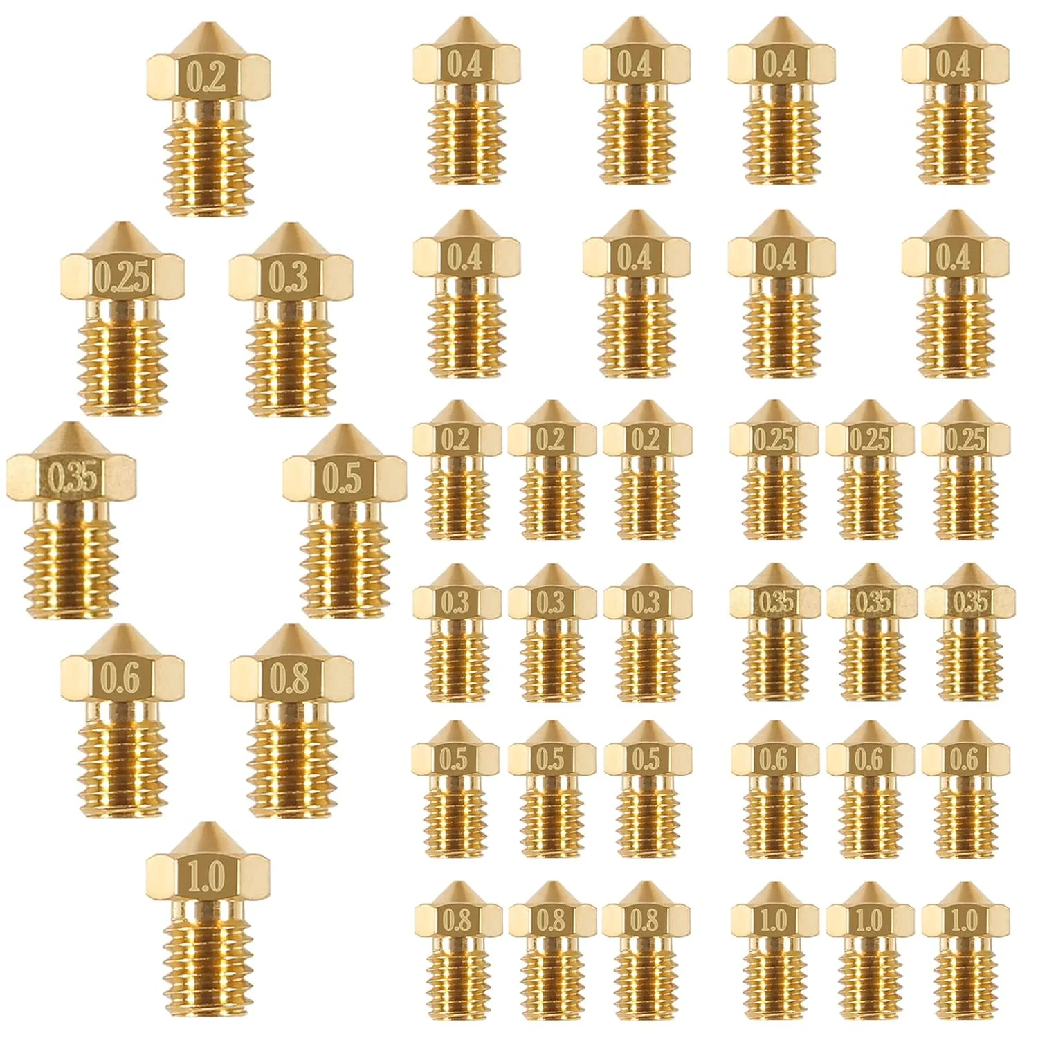 40 عدد نازل اکسترودر E3D V5 V6 با اندازه های 0.2mm، 0.25mm، 0.3mm، 0.35mm، 0.4mm، 0.5mm، 0.6mm، 0.8mm، 1.0mm، نازل های برنجی پرینتر سه بعدی، هد چاپ اکسترودر برای فیلامنت 1.75mm مناسب برای پرینتر سه بعدی E3D V5-V6 40 عدد نازل اکسترودر E3D V5 V6 با اندازه های 0.2mm، 0.25mm، 0.3mm، 0.35mm، 0.4mm، 0.5mm، 0.6mm، 0.8mm، 1.0mm، نازل های برنجی پرینتر سه بعدی، هد چاپ اکسترودر برای فیلامنت 1.75mm مناسب برای پرینتر سه بعدی E3D V5-V6