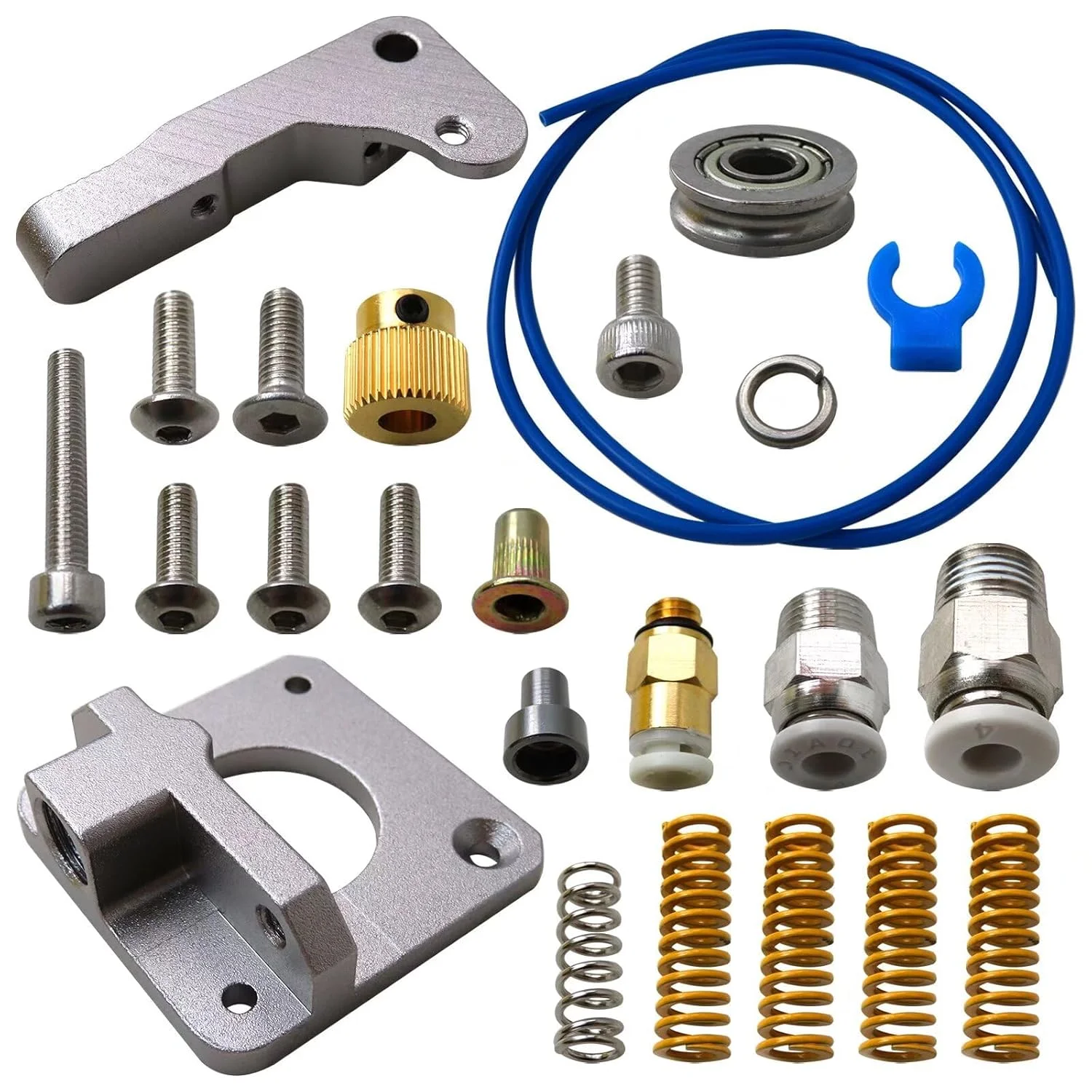 کیت لوازم جانبی پرینتر سه بعدی شامل لوله PTFE کاپریکورن Bowden 1.75 میلی‌متری، اکسترودر تمام فلزی، کوپلرهای پنوماتیک، فنر بستر برای پرینترهای سه بعدی کرالیتی Ender 6/ Ender-7