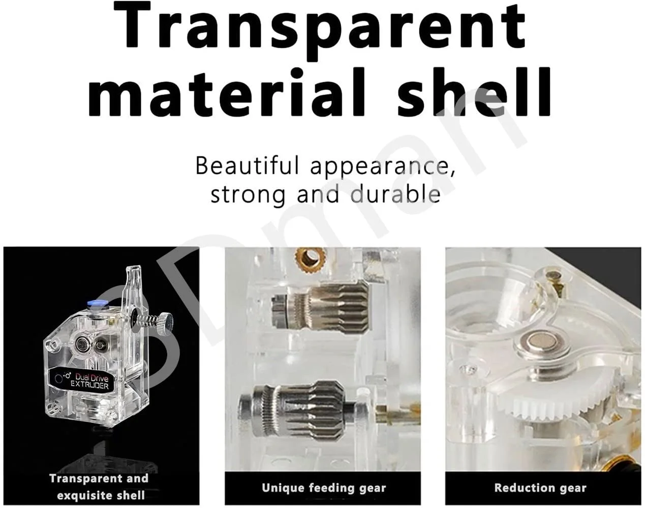 اکسترودر دوال درایو Bowden 3Dman، اکسترودر دنده ای یونیورسال برای Ender 3 V2/Pro، سری Ender 3، سری CR10، Mega S، Tevo Tornado، Wanhao D9، Anet A8 E10، Prusa I3 و پرینتر سه بعدی DIY، شفاف