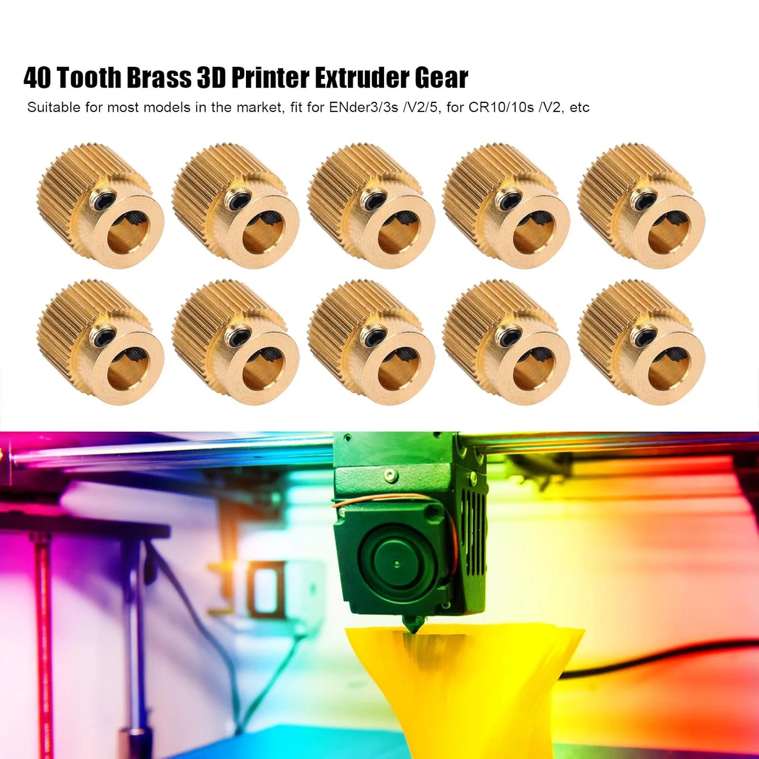 10 عدد چرخ دنده اکستروژن برنجی 40 دندانه برای چرخ دنده های اکسترودر پرینتر سه بعدی