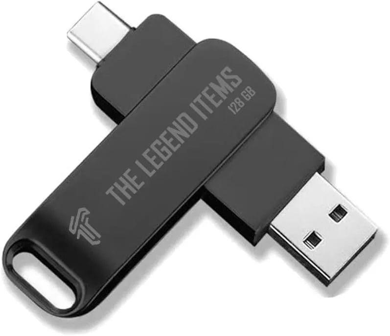 فلش مموری 128 گیگابایتی USB 3.2 Gen 1 سرعت بالا (تا 150 مگابایت بر ثانیه) OTG دوگانه USB A و USB C، فلش درایو چرخشی 2 در 1 برای اندروید، تبلت، لپ تاپ، کامپیوتر، تلفن – مشکی