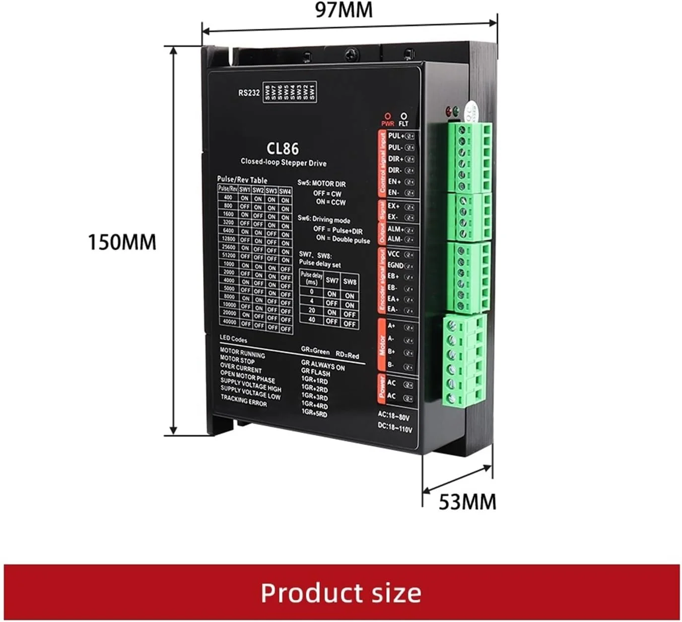 درایور موتور 1 عددی 42 کنترلر موتور DM860H 24V-110V درایور استپ سروو برای تجهیزات مانیتور پرینتر سه بعدی NEMA23 NEMA17