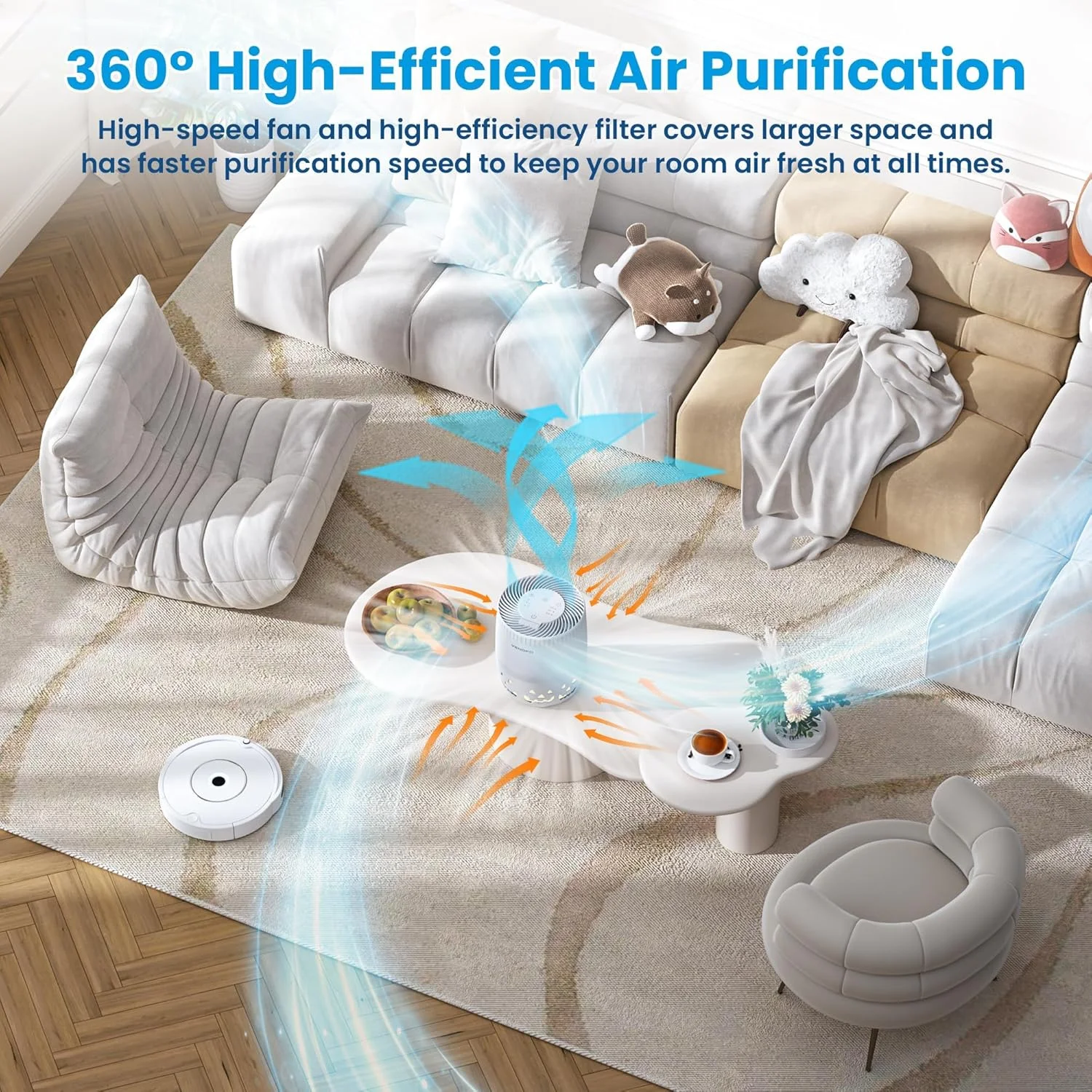 دستگاه تصفیه هوا برای اتاق خواب منزل تا 100 متر مربع، فیلترهای HEPA واقعی برای گرد و غبار، حیوانات خانگی، دود و مو، 3 سرعت فن کم صدا، تنظیمات تایمر، تصفیه کننده هوا قابل شارژ برای دفتر، اتاق خواب، حیوانات خانگی، خودرو