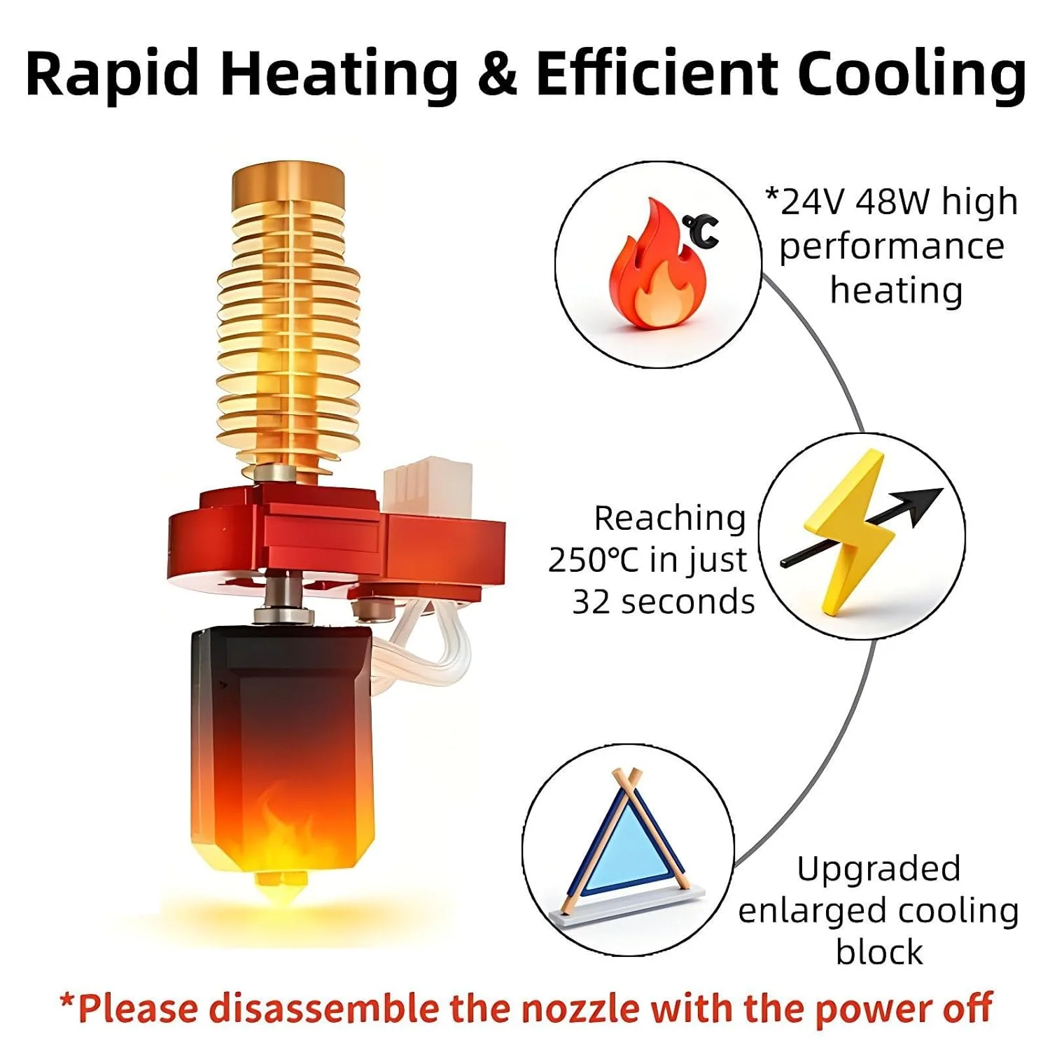 نازل سرامیکی 0.4 میلی‌متری ارتقا یافته برای کیت هات‌اند Flashforge Adventurer 5/ 5M Pro، نازل سخت‌کاری شده با قابلیت جدا شدن سریع، هد چاپ با رسانایی حرارتی بالا برای Flashforge Adventurer 5M Pro