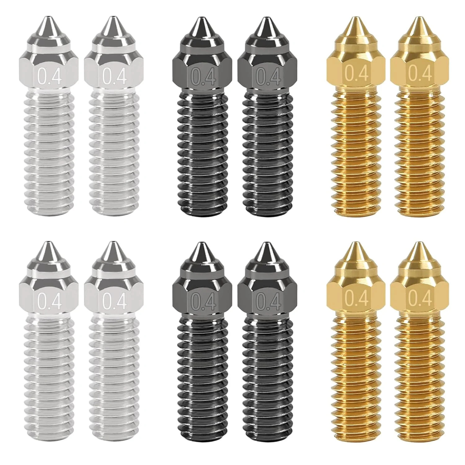 مجموعه نازل 12 عددی UMLIFE K1، نازل های 0.4 میلی متری / 1.75 میلی متری برای پرینتر سه بعدی، 4 عدد نازل فولاد سخت کاری شده + 4 عدد نازل آلیاژ مس + 4 عدد نازل برنجی 0.4 میلی متری برای K1، K1 MAX، CR-M4