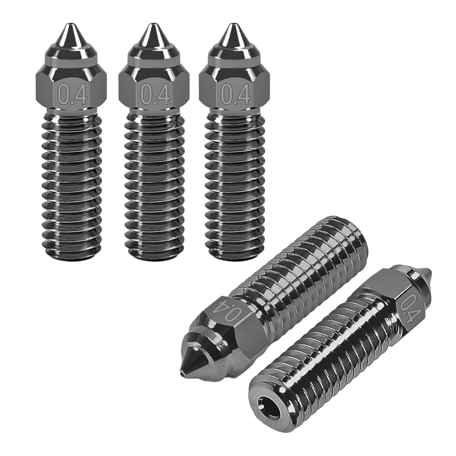 نازل های فولادی سخت کاری شده پرینتر سه بعدی UMLIFE مدل K1، بسته 5 عددی، نازل 0.4 میلی متری، نازل های اکسترودر با جریان بالا و چاپ با سرعت بالا برای پرینترهای سه بعدی K1، K1 Max، CR-M4، CR-10 SE