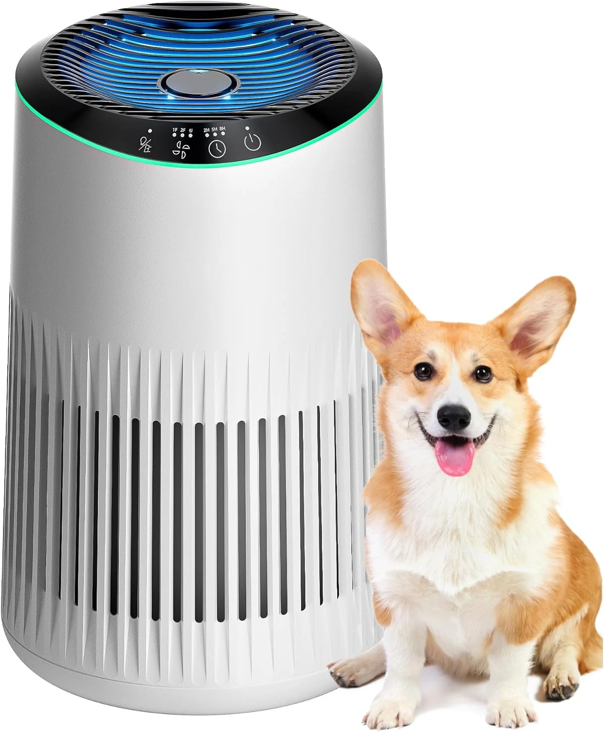 دستگاه تصفیه هوا برای اتاق خواب، دستگاه تصفیه هوا برای بوی دود با اسفنج معطر، دستگاه تصفیه هوای کوچک با حالت خواب برای اتاق خواب و دفتر کار، چراغ خواب آبی، عاجی، 1 عدد + 3 حالت