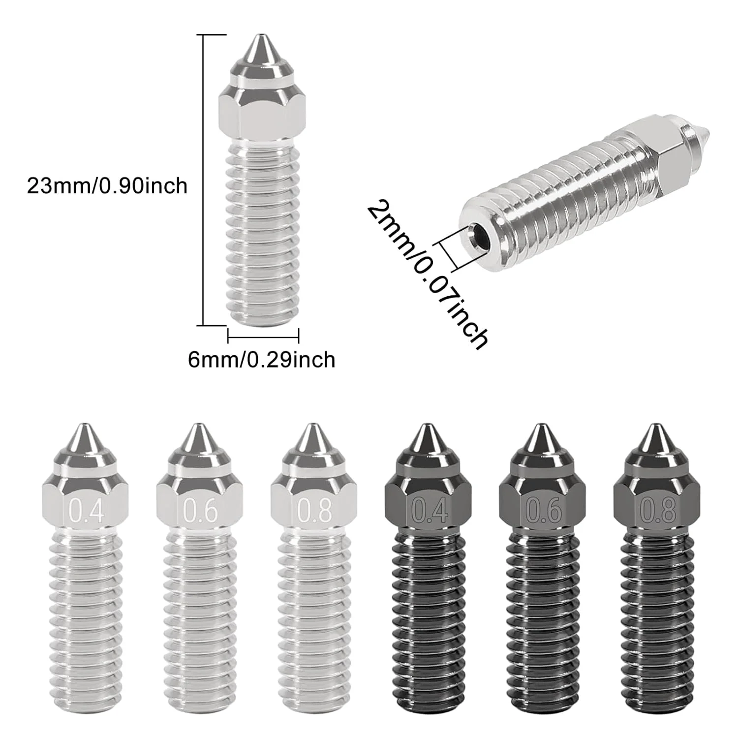 مجموعه نازل پرینتر سه بعدی UMLIFE شامل 12 عدد نازل آلیاژ مس با نازل های فولادی سخت شده در اندازه های 0.4mm، 0.6mm و 0.8mm برای پرینترهای سه بعدی CR-M4 K1 و K1 MAX