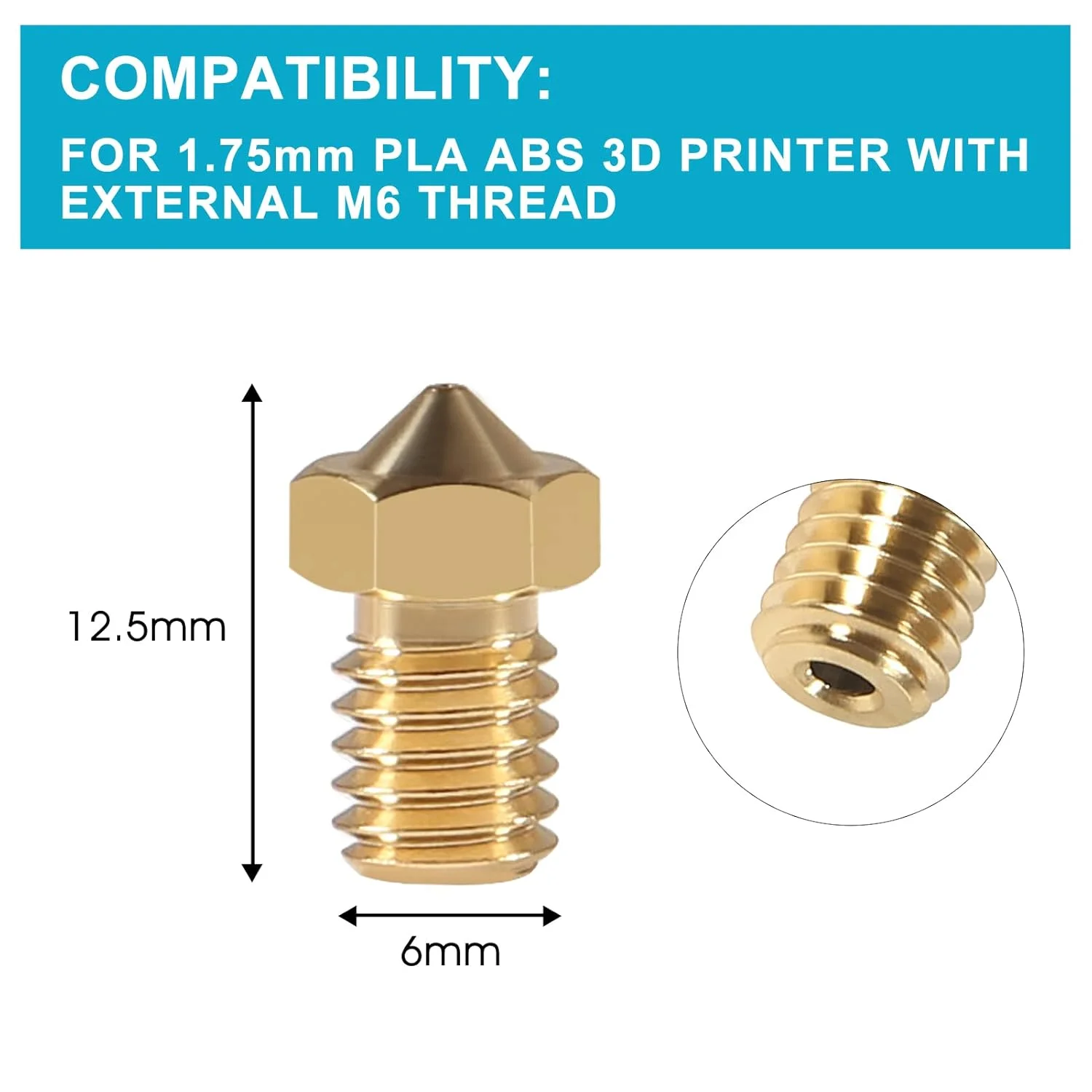نازل اکسترودر برنجی پرینتر سه بعدی UMLIFE، 30 عددی، M6 0.6mm، هد چاپ اکسترودر نازل برنجی برای فیلامنت 1.75mm برای پرینتر سه بعدی E3D V5 V6