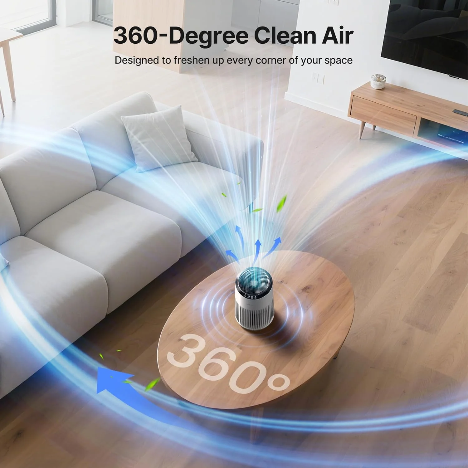 دستگاه تصفیه هوا برای اتاق خواب، دستگاه تصفیه هوا برای بوی دود با اسفنج معطر، دستگاه تصفیه هوای کوچک با حالت خواب برای اتاق خواب و دفتر کار، چراغ خواب آبی، عاجی، 1 عدد + 3 حالت