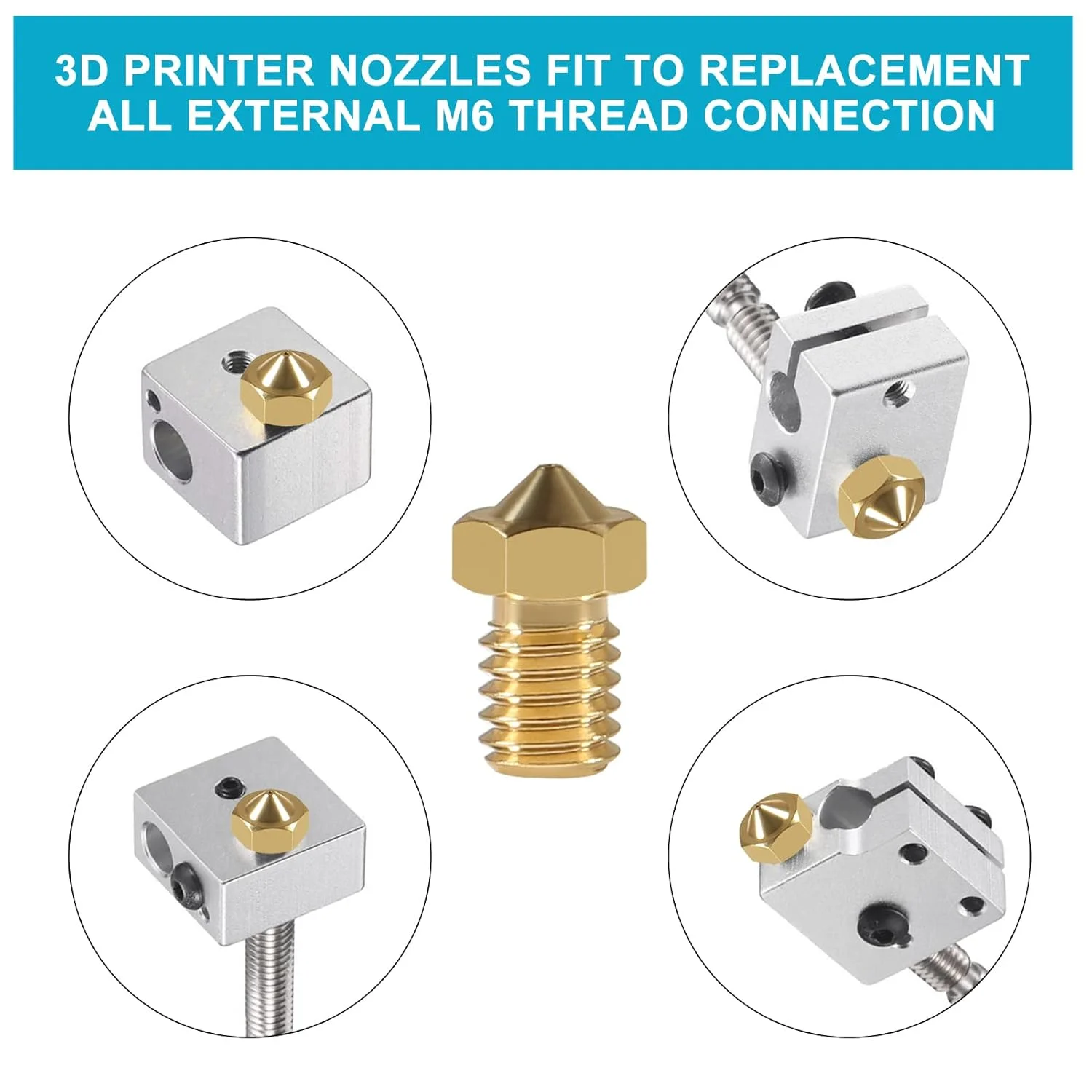 نازل اکسترودر برنجی پرینتر سه بعدی UMLIFE، 30 عددی، M6 0.6mm، هد چاپ اکسترودر نازل برنجی برای فیلامنت 1.75mm برای پرینتر سه بعدی E3D V5 V6