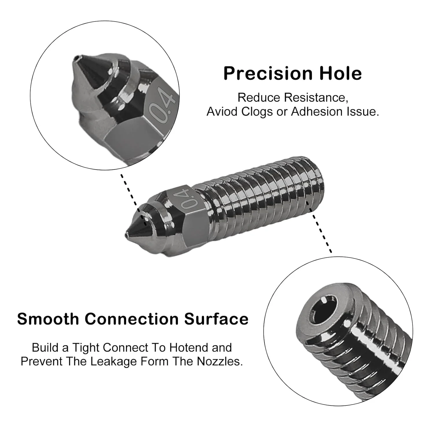 نازل های فولادی سخت کاری شده پرینتر سه بعدی UMLIFE10PCS 0.4mm، نازل های اکسترودر با سرعت چاپ بالا و جریان بالا برای پرینترهای سه بعدی K1، K1 Max، CR-M4، CR-10 SE