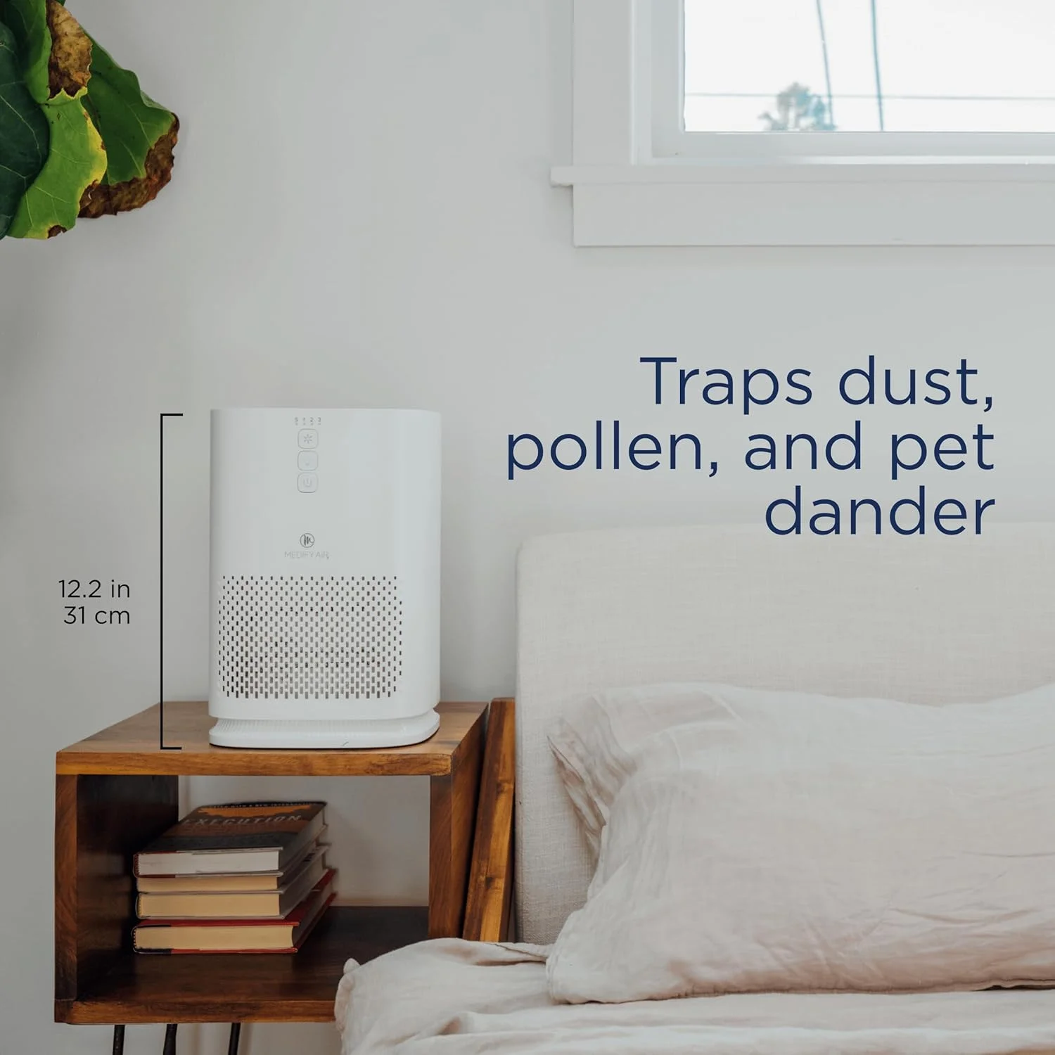 دستگاه تصفیه هوا Medify MA-14 با فیلتر H13 HEPA واقعی | پوشش 43 متر مربع در ساعت برای دود، بو، گرده، حیوانات خانگی | حذف ذرات تا 0.1 میکرون | سفید، تک عددی