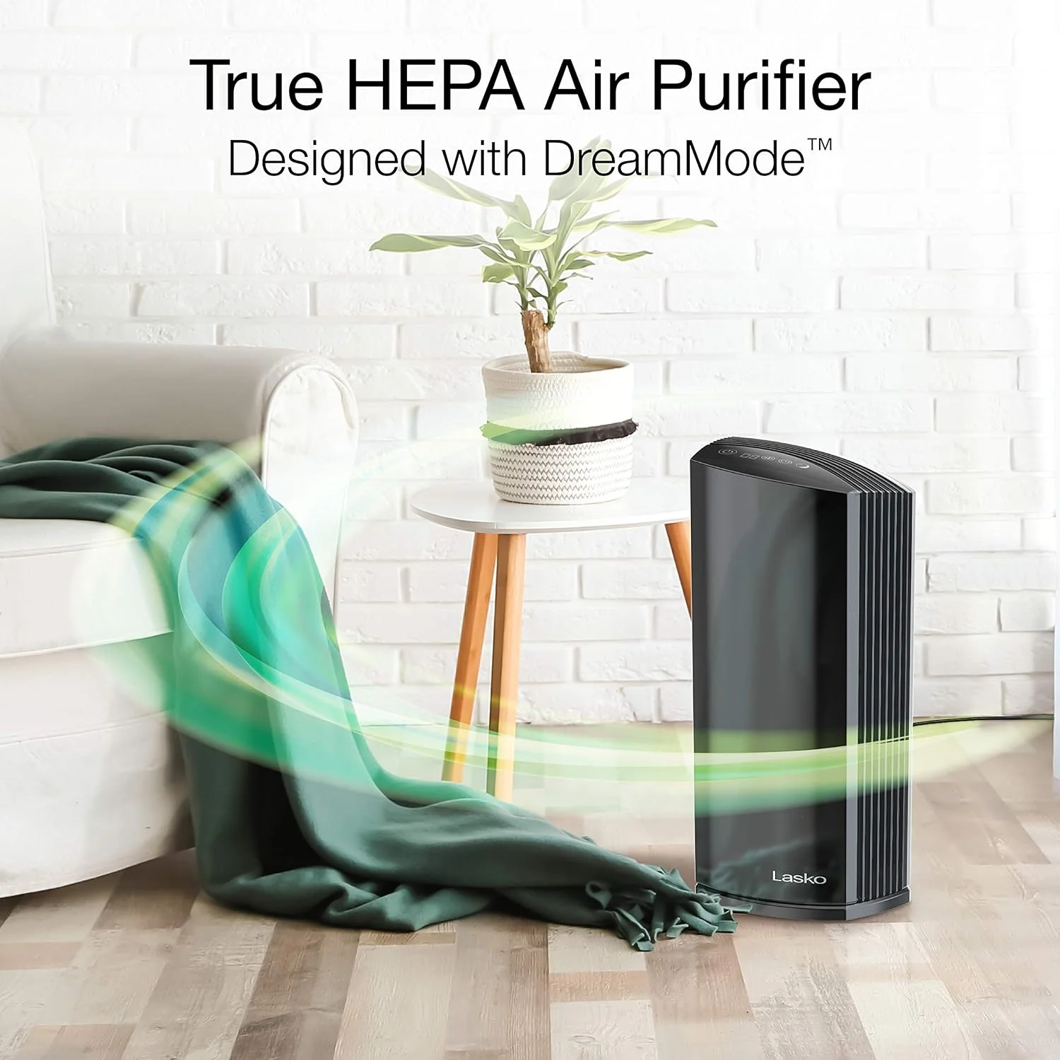 دستگاه تصفیه هوای برجی ممتاز Lasko LP450 HEPA مناسب منزل با حالت DreamMode و تایمر – فیلتراسیون HEPA واقعی 99.97% دود، ترکیبات آلی فرار، بوها، شوره حیوانات خانگی، ذرات به اندازه ویروس، گرده، گرد و غبار و کپک را از بین می برد.