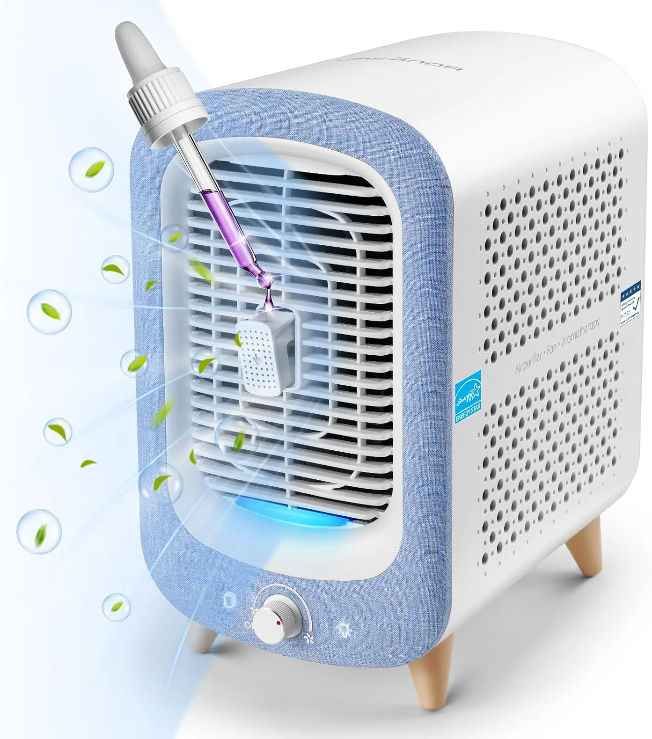 دستگاه تصفیه هوا جافاندا برای اتاق خواب منزل، 72 متر مربع، دارای فیلتر HEPA و کربن فعال، دستگاه تصفیه هوا با اسفنج معطر و چراغ خواب برای دود، آلرژی، گرد و غبار، بو، ترکیبات آلی فرار، شوره حیوانات خانگی، گرده، دفتر، رومیزی، آبی