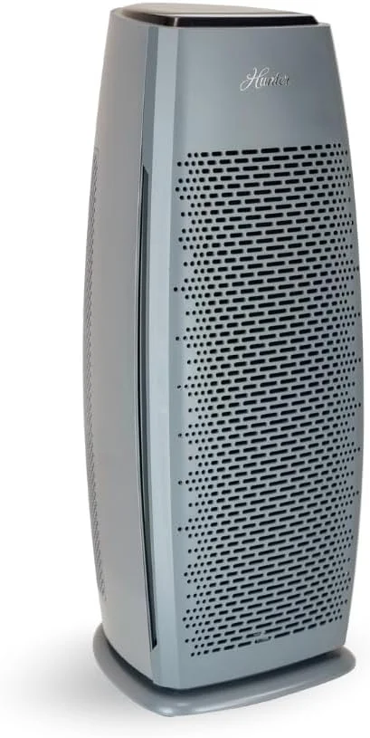 دستگاه تصفیه هوا هانتر برای اتاق بزرگ و اتاق خواب. برج تصفیه هوا با فیلتر HEPA واقعی برای حیوانات خانگی، بوها، مواد آلرژی زا، دود، گرد و غبار، VOC. تصفیه 90 متر مربع در ساعت، 3 سرعت فن، تایمر خواب. گرافیت