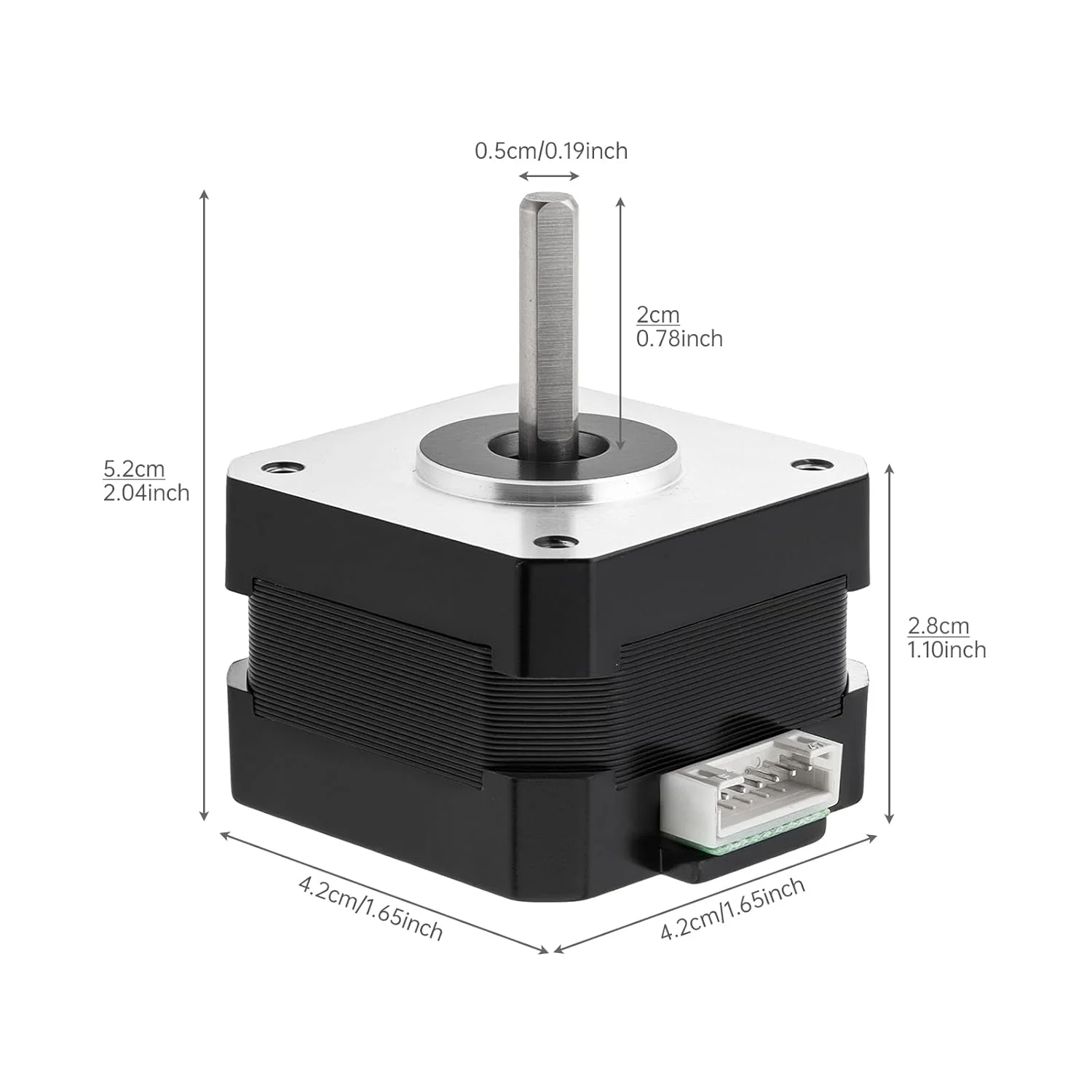 موتور پله ای Nema 17، 28 میلی متر، دو قطبی، 0.8 آمپر، 24N.cm (33oz.in)، 42، 2 فاز، 4 سیم، موتور پله ای دو قطبی 1.8 درجه برای CNC DIY چاپگر سه بعدی با کابل 1 متری و کانکتور