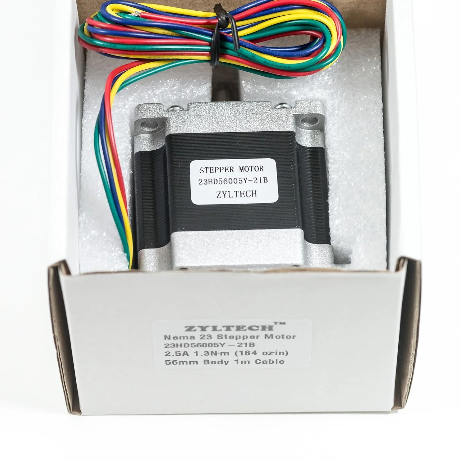 موتور پله ای زیلتک Nema 23، 2.5 آمپر، 1.3 نیوتن متر، بدنه 56 میلی متری به همراه کابل 1 متری برای پرینتر سه بعدی/CNC