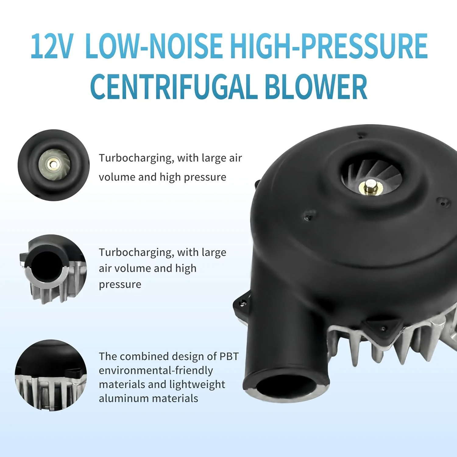 فن دمنده سانتریفیوژ براشلس BA7050H12B-C، 12 ولت، کم صدا، فشار بالا، طراحی فشرده برای سیستم های خلاء، پرینترهای سه بعدی، ماشین های بالشتک هوا