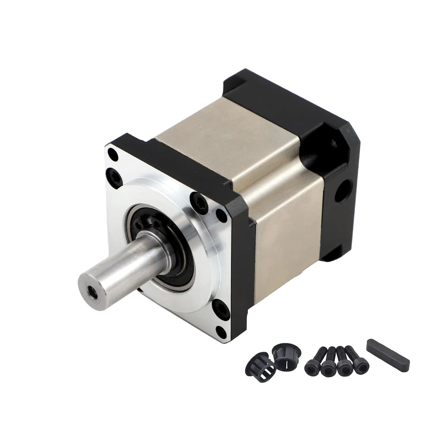 گیربکس سیاره ای دقیق ZENQUEST برای موتور پله ای NEMA17، نسبت 100:1، گشتاور 5 نیوتن متر، لقی 20 دقیقه قوس، شفت کوتاه ورودی 10 میلی متر، فلنج 42 میلی متر، دقت بالا برای CNC، پرینتر سه بعدی، رباتیک