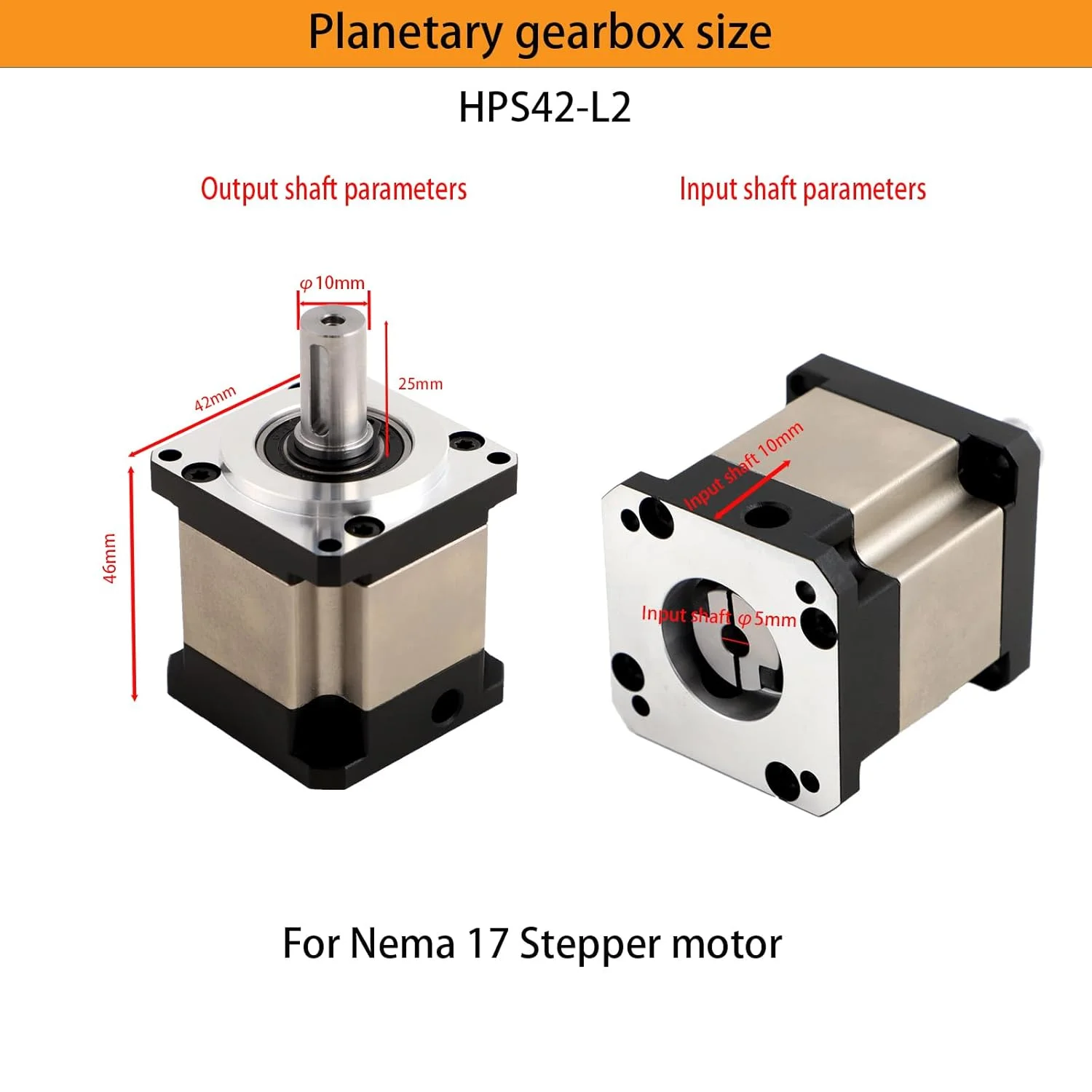 گیربکس سیاره ای دقیق ZENQUEST برای موتور پله ای NEMA17، نسبت 100:1، گشتاور 5 نیوتن متر، لقی 20 دقیقه قوس، شفت کوتاه ورودی 10 میلی متر، فلنج 42 میلی متر، دقت بالا برای CNC، پرینتر سه بعدی، رباتیک