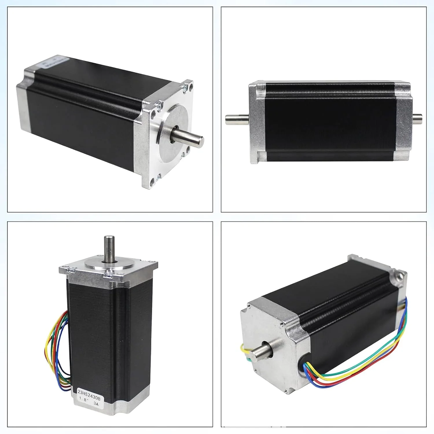 موتور پله ای دو شفت 23HS2430B Nema23، 280 Ncm، 112mm، 1.8 درجه، 3A با 4 سیم برای پرینتر سه بعدی/ربات/دستگاه فرز CNC/دستگاه حکاکی