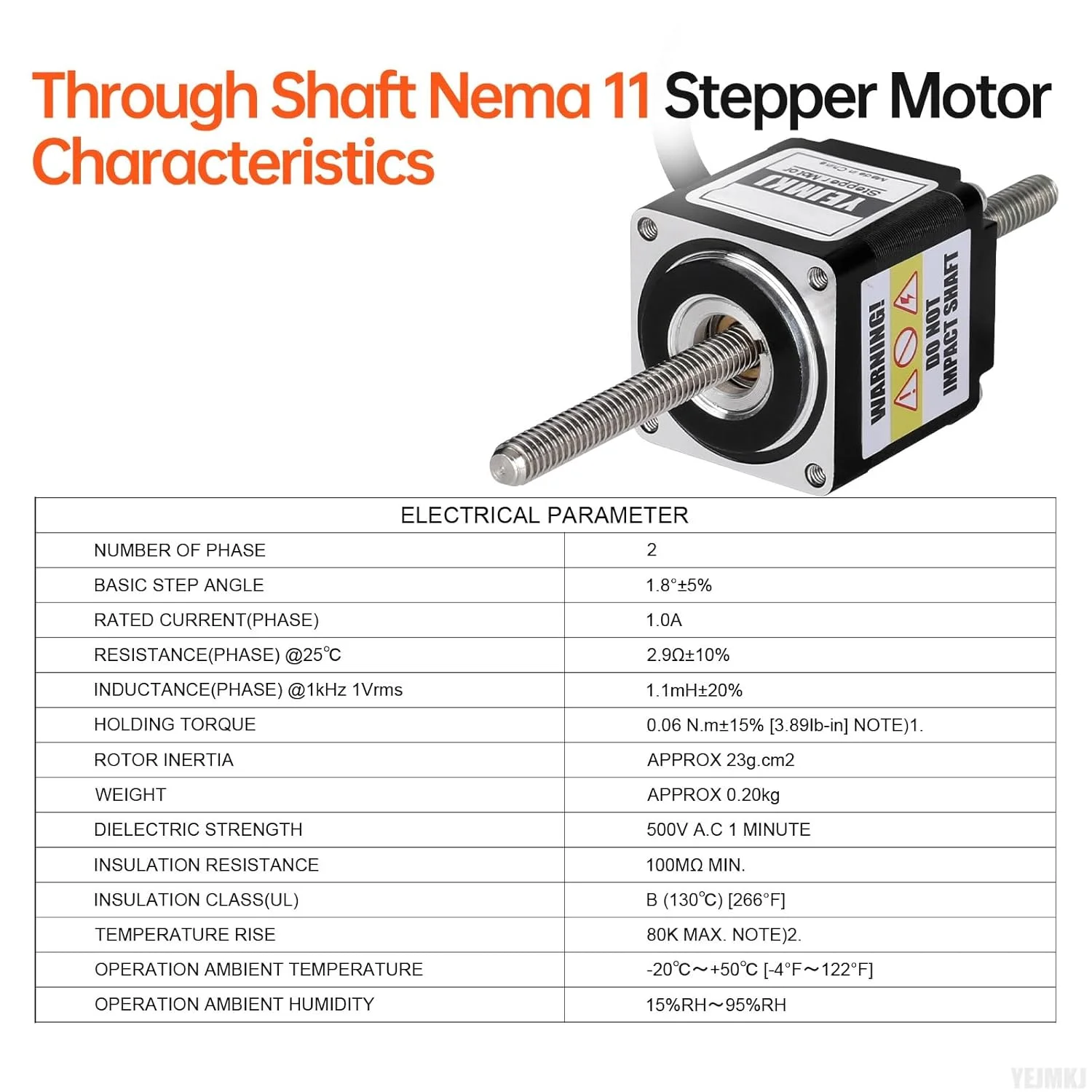 موتور پله‌ای Nema 11 با شفت عبوری TR5x1 100mm، 1.8 درجه، 2 فاز، گشتاور بالا 6Ncm (8.5oz·in)، دوقطبی 1.0A، 2.9Ω، 31mm، موتور 28 پله‌ای با کابل T5 100mm به طول 1 متر برای پرینتر سه بعدی، ربات DIY، CNC